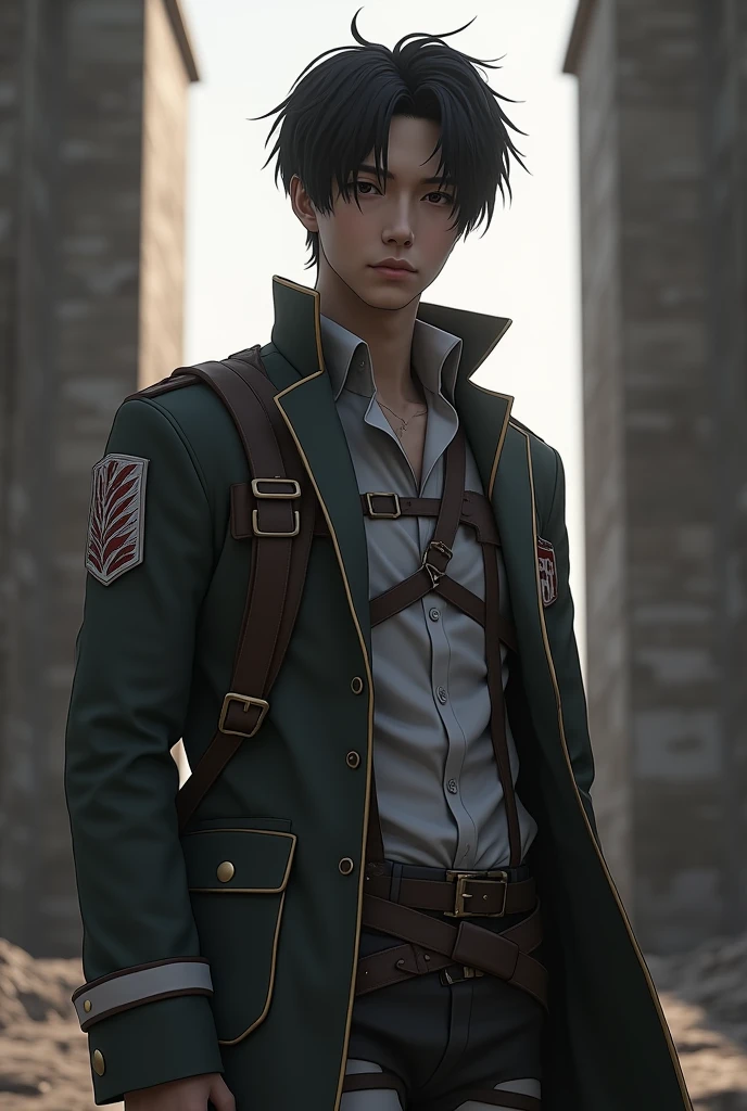 BTS's Taehyung wearing Scout Regiment outfit from Attack on Titan anime