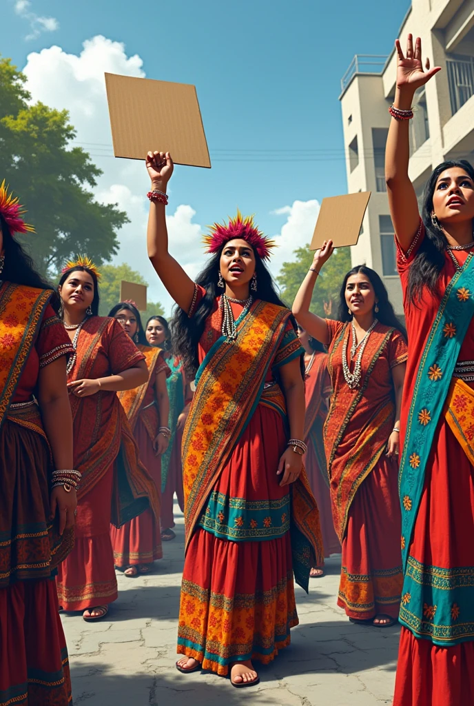 People in Mayan clothing protesting drawing anime and that it is clothing from Guatemala Chimaltengo