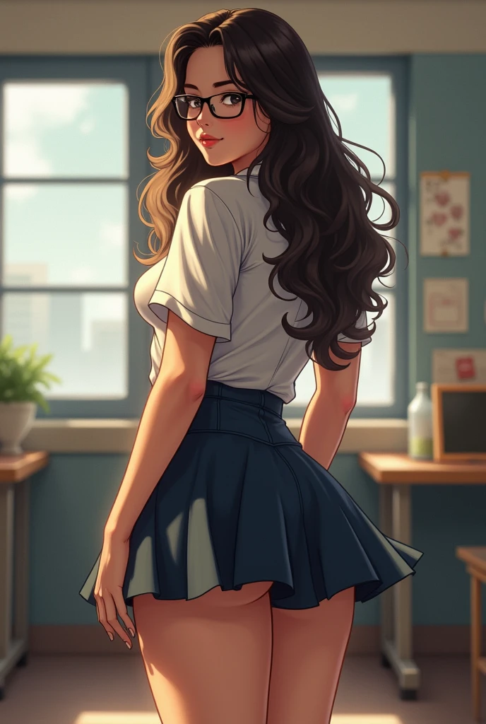 Hot ager big ass, dark glasses, school clothes, big tits, curvy, big booty , huge legs