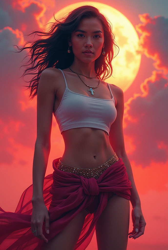 Create an image that can inspire confidence with red tones with a subtle mix of blue and pink tones





