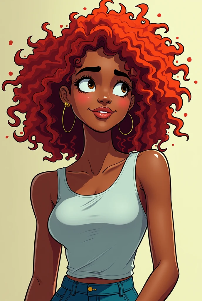 a comic book, in which we have a character called Maria Joana, A tall woman, black, Youngh, with curly red hair and an intern at TIM Brasil. The story begins with Maria Joana receiving an email from her boss asking her to find a database for him.. Upon receiving this email, she became desperate and confused because she didn't know how to get the necessary information.. And then she remembers that there is a platform with all this information, This platform is found on Tim Up and is called Tim + Standard. When you open the Tim website on your computer + Standard ela fica muito feliz porque encontrou as informações la e agradece a Tim pela criação do site