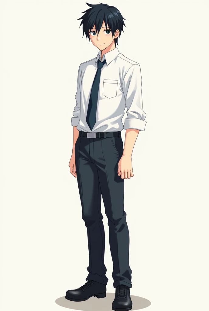 japanese student guy black hair style manga
with full body