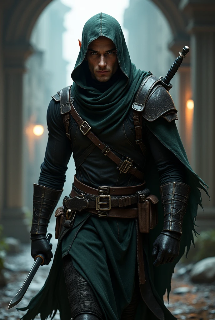 Male Half Elf Rogue RPG.
