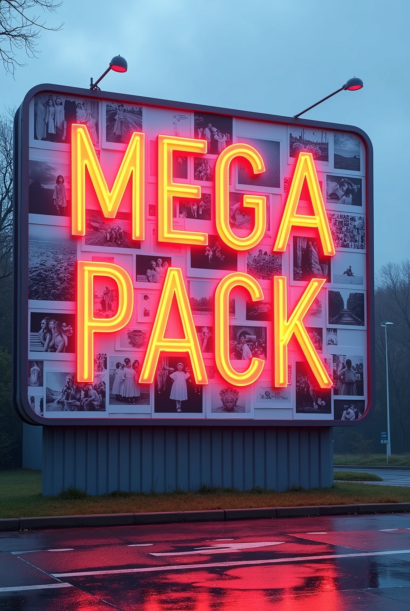 uma placa escrita: Mega pack with all the photos on the page