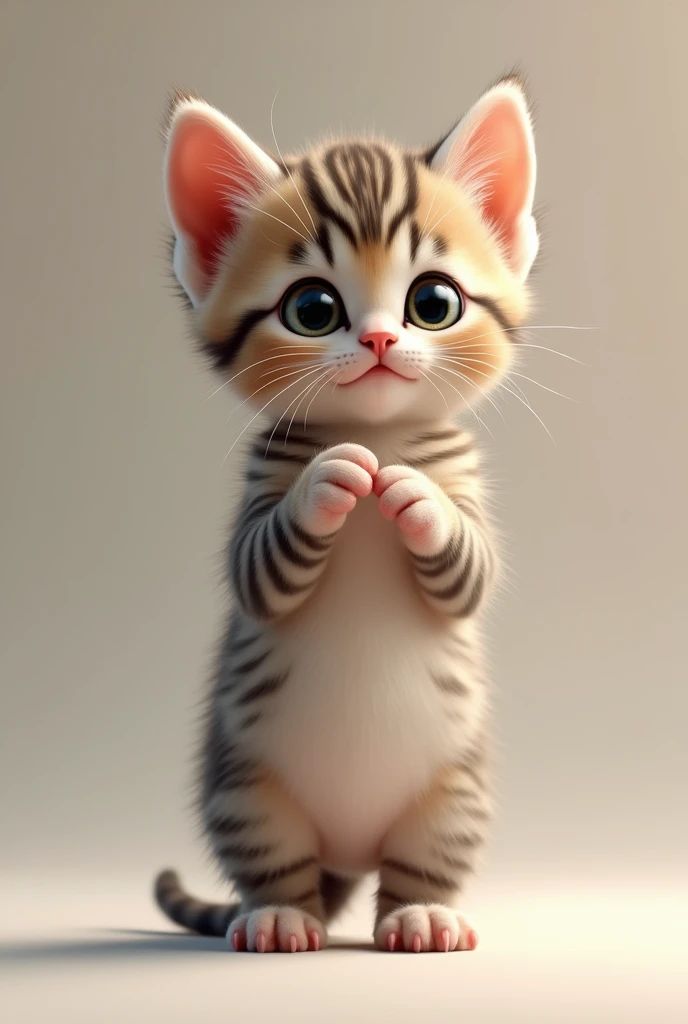 a baby kitten standing on 2 paws