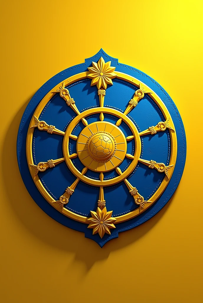 A soccer shield called CF Guapalupeños with a circular shape in blue and yellow details