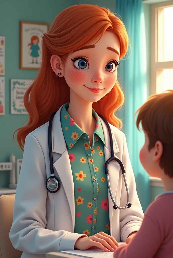 redhead freckled pediatrician
