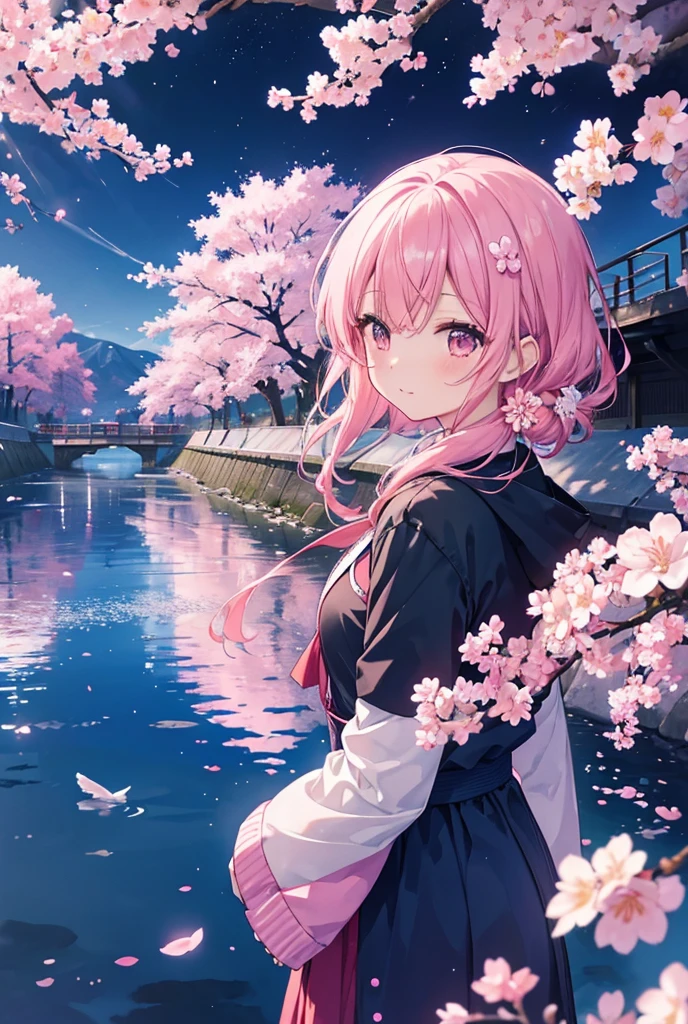 Bright colors、cherry blossoms、cherry blossoms散っていく、Soaring in the wind、
cherry blossoms吹雪、Shining in the moonlight、night、Moonlight reflected on the water、Moonlight reflects