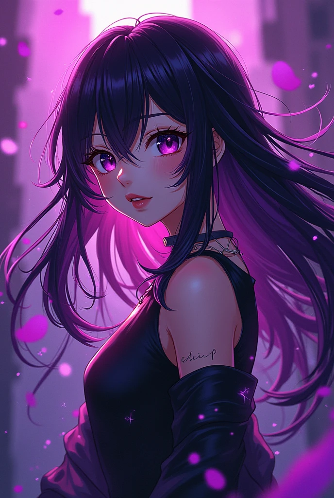 anime girl 2d whyhunter twitch purple and black