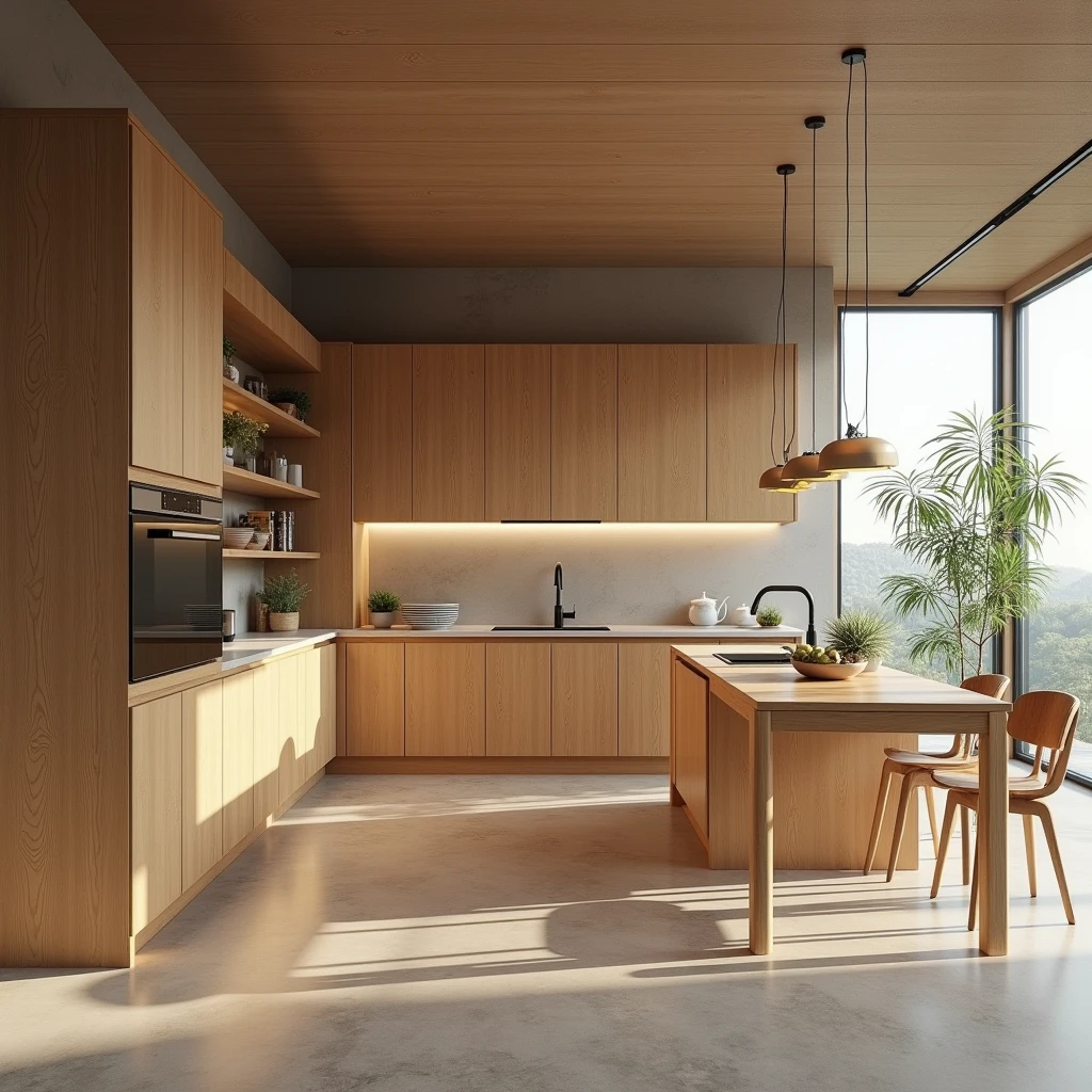 Kitchen contemporany ,Wood colors , ultra-realista , 8k