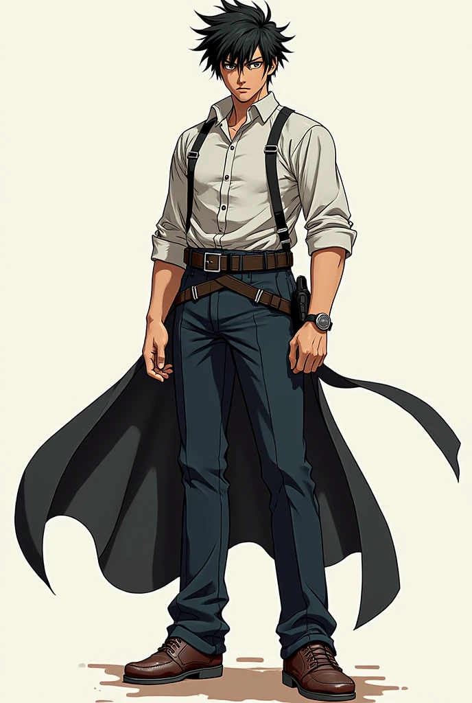japanese student guy black hair style manga
with full body and masculine