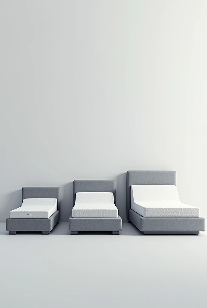 I need four separate images, 4 orthopedic beds but of different sizes, a mini, a small one, a medium and a giant of the same color