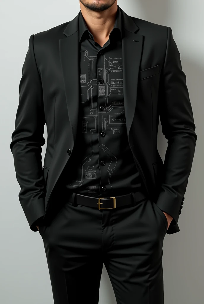 create a black uniform for the systems analysis and development course, put some design on the shirt about this theme