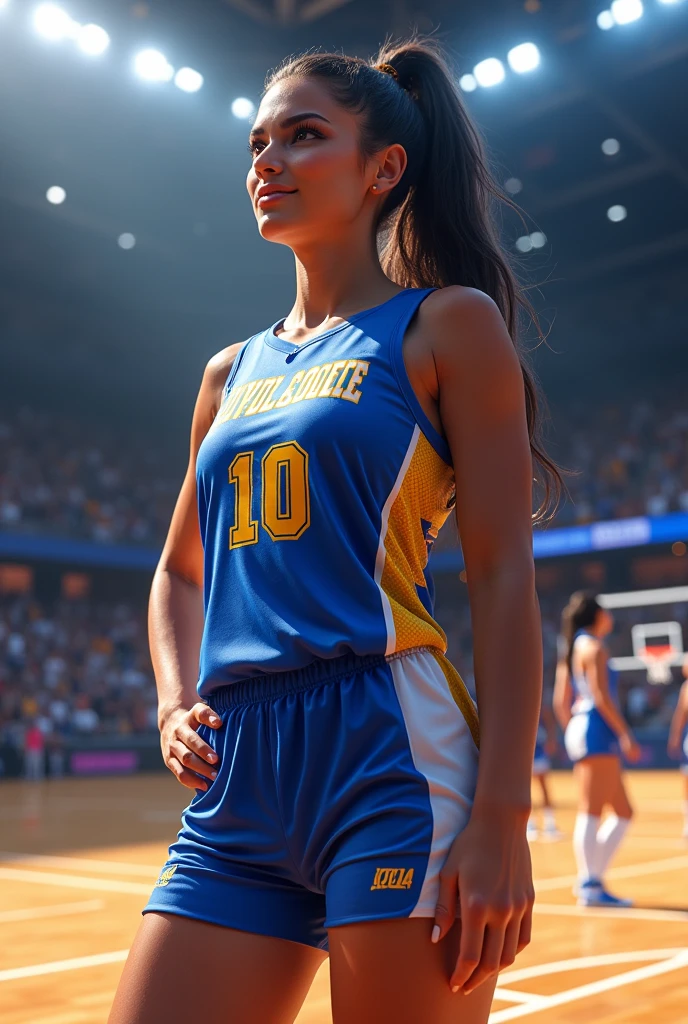 Make me a backe Design jersey of Luna Colleges Volleyball Jersey T shirt with number
Blue white and yellow color