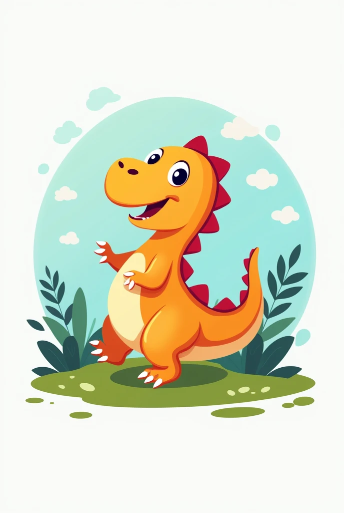 a logo of a school called "Placidina" with blue tones, green and cheerful. Also put a dinosaur in a way