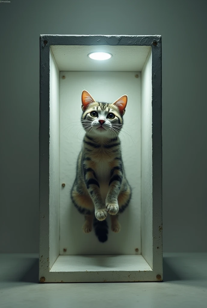 (photorealism:1.2), realistic schrodinger's cat