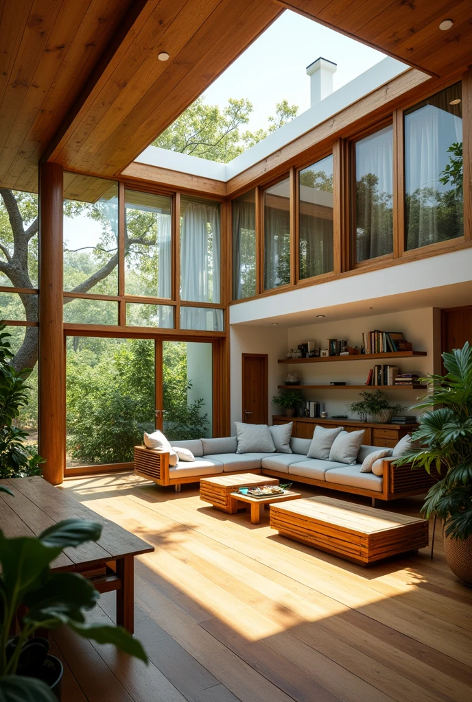 a cozy brazilian house, that meets the principles of environmental partners. well ventilated, good lighting with clean energy, interior part of the house