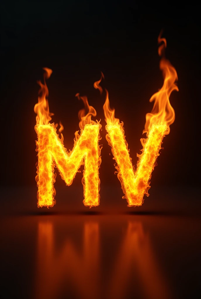 The letter MV in the shape of fire