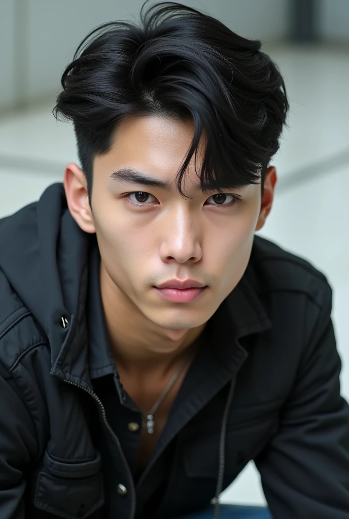 Generate a realistic photo of a handsome 1 rude Korean ager boy with popular appearance