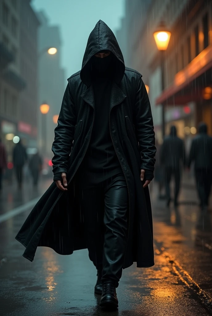 Michael jackson in a hood walking in the rain 