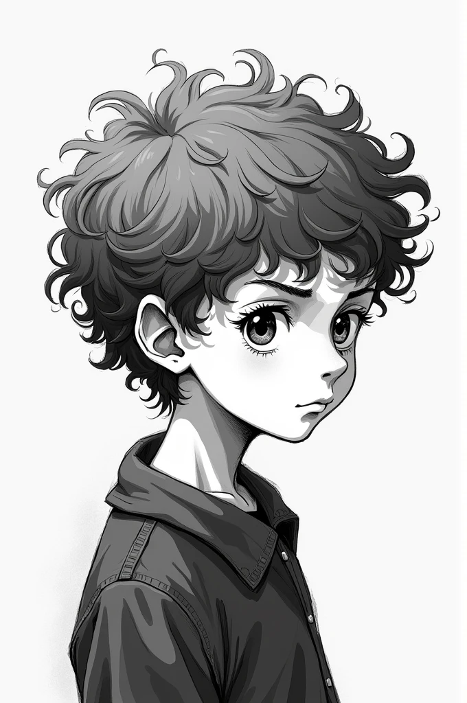 Create in black and white the vinvent van gov as a child in anime form