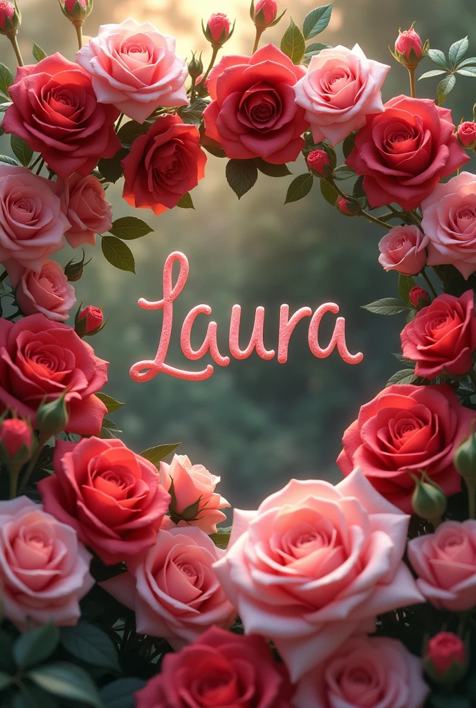 I want the name Laura with a background of roses