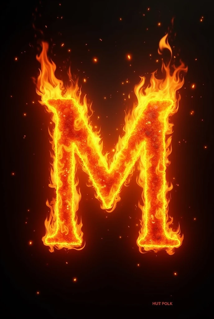 The letter M in the shape of a flame of fire