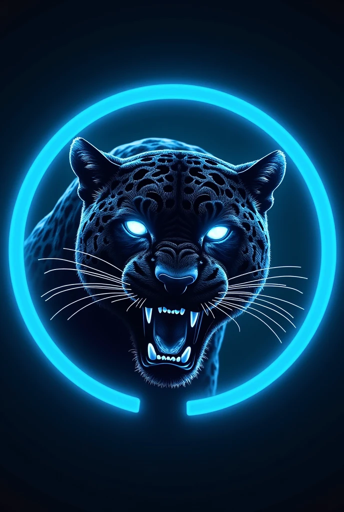 Jaguar logo that serves as a profile photo on Instagram accounts with neon blue colors