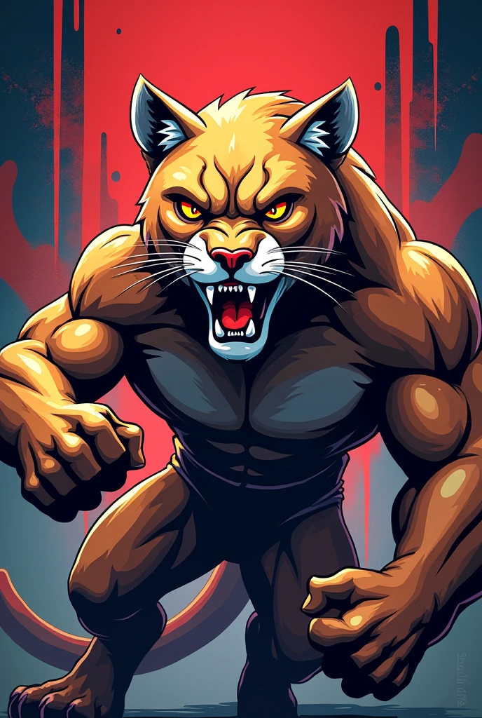 Not so realistic animation of angry and muscular cougar for college athletics