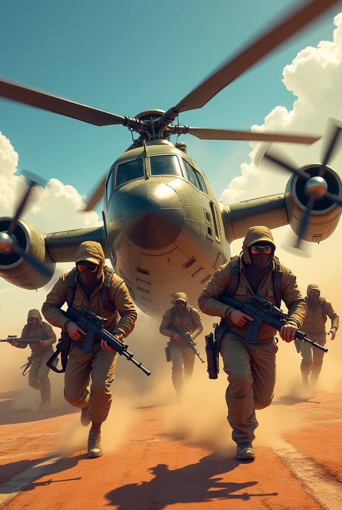 game cover, Faction, BANDITS IN AN African twin, brazil, helicopter escape, gta style, No realism,