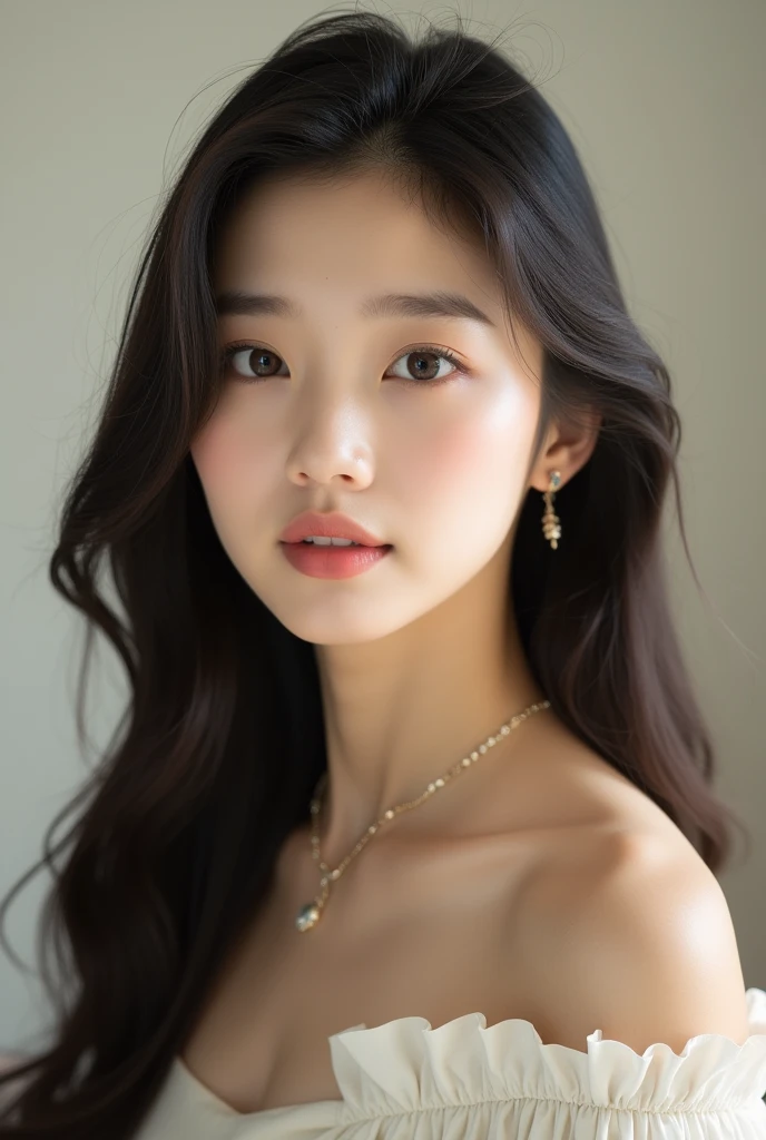 Generate a realistic front photo of a popular Korean girl