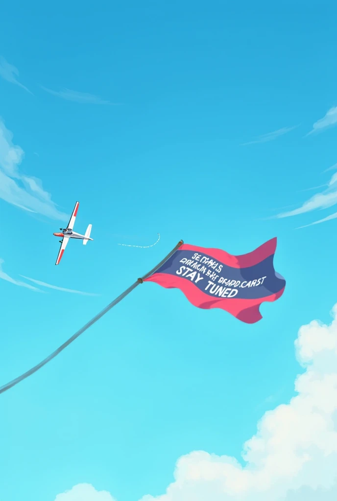 A glider flies in the sky and pulls a flag with the words, Tyros live broadcast, stay tuned , As real as in real life  