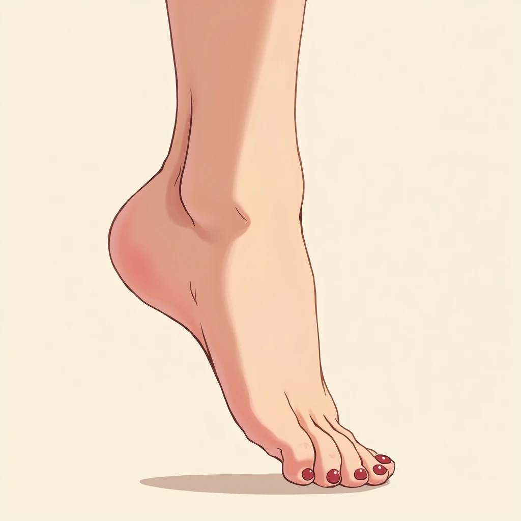 Foot of a cute Anime Girl with soft red hair and burgundy eyes