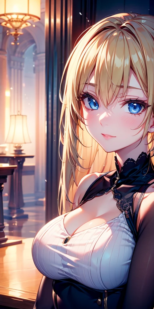 portrait, Practical, elegant adult woman, blue eyes, Blonde Hair, 4K resolution, High quality CG, Beautiful CG, Soft Light