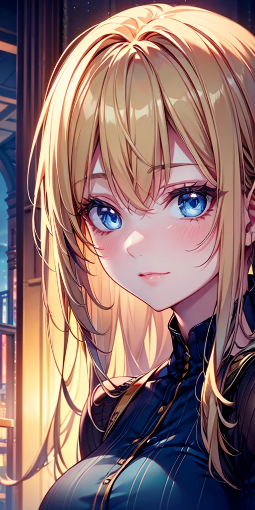 portrait, Practical, elegant adult woman, blue eyes, Blonde Hair, 4K resolution, High quality CG, Beautiful CG, Soft Light