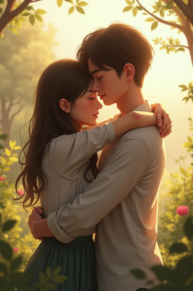 Two people hugging each other