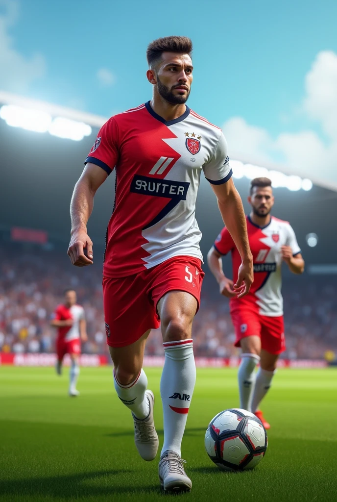 Red white and black soccer jerseys