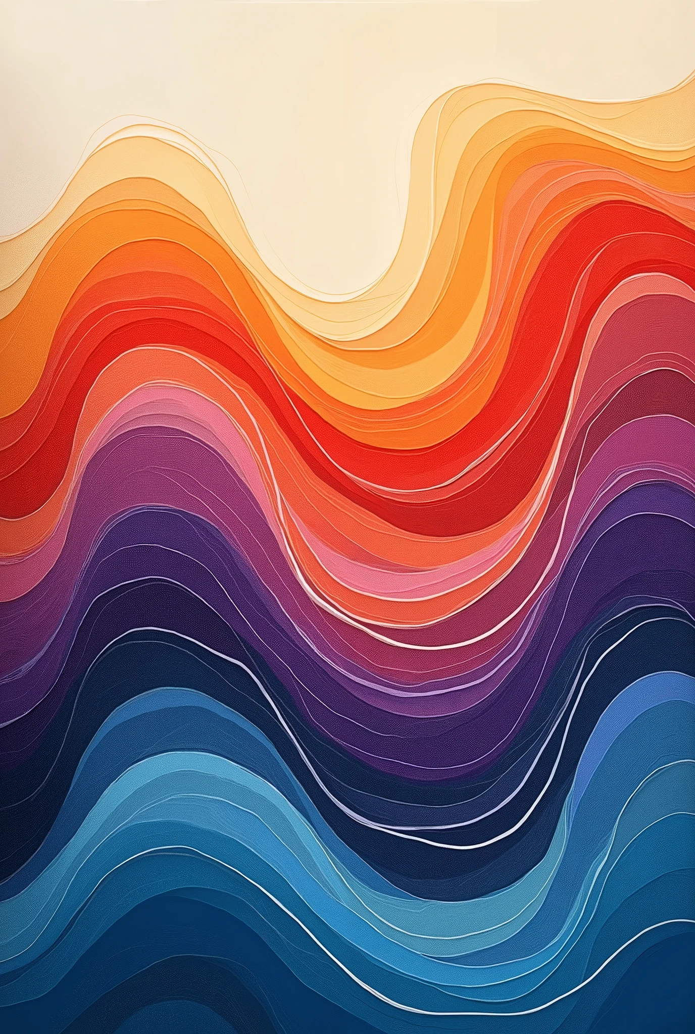 Four colorful waves、Overlap each other、Create a resonant abstract illustration。
Each wave is、Draw with smooth curves、Create a design that exudes movement and harmony。
keyword:
Emotions joy, anger, sadness, happiness, waves, harmony, resonance, diversity