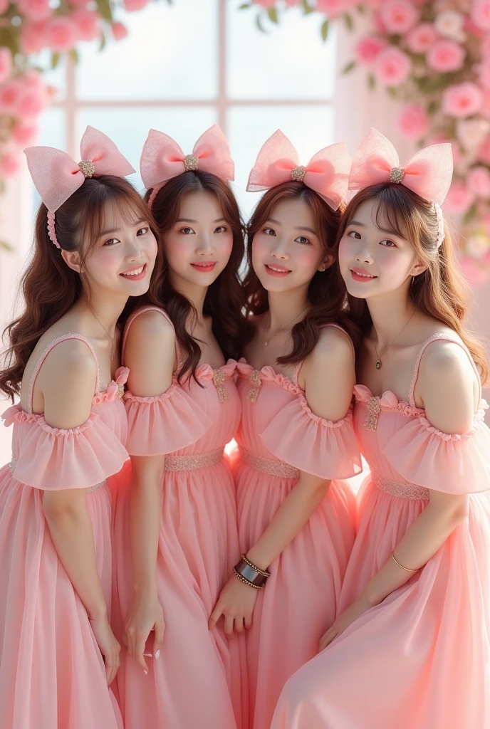 Cute concept kpop girl group ruffle dress and bows album cover 