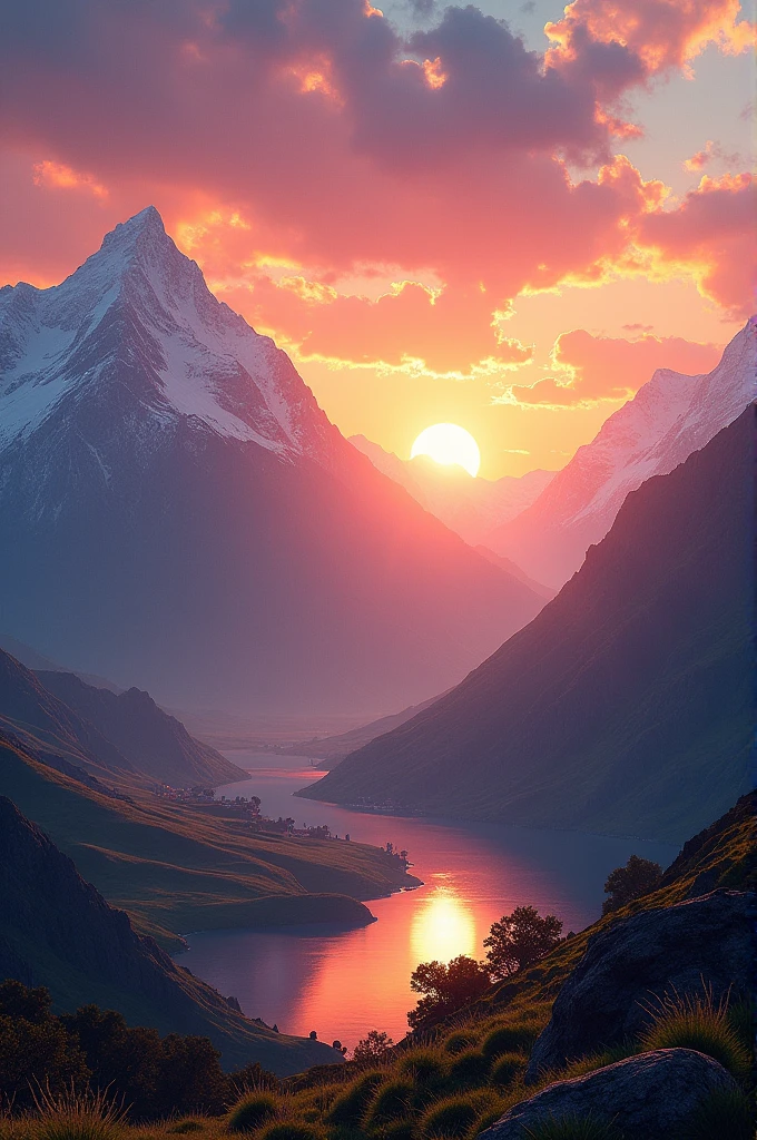 A sunset in the Andean mountains