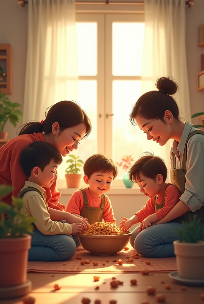 family working together