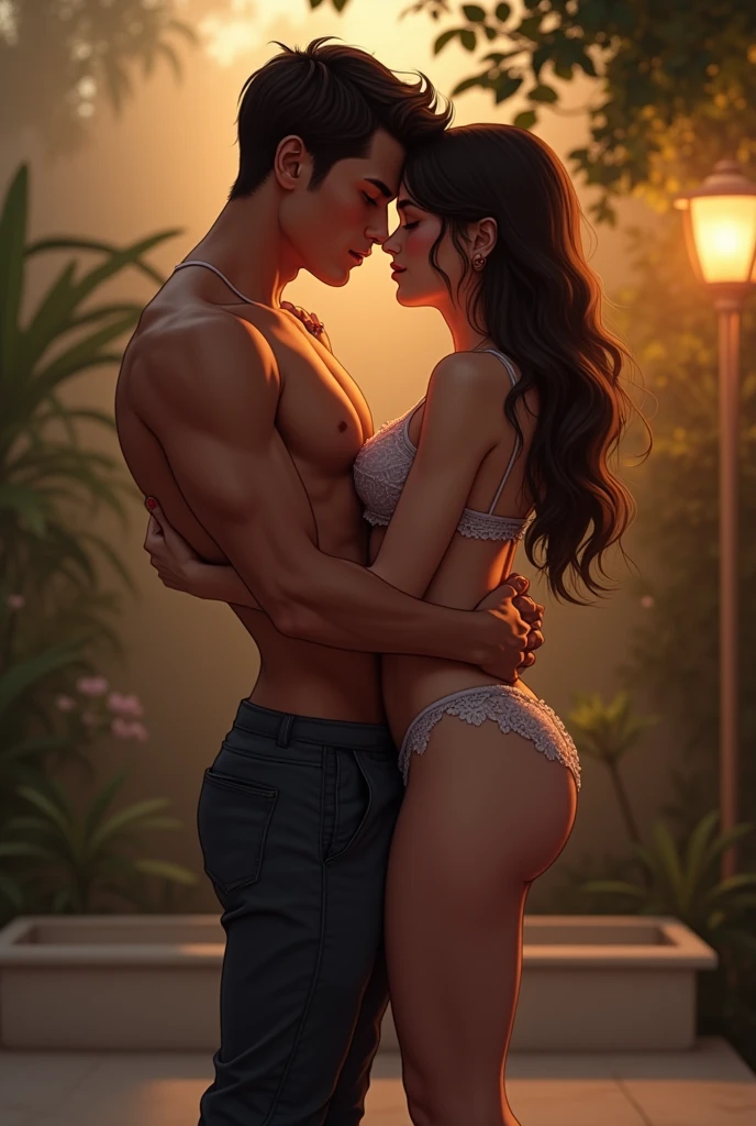 Un homme qui PORTE sa amie par en dessous ses cuisses pendant qu'ils se font face, she doesn't touch the ground and puts her hands under his thighs
