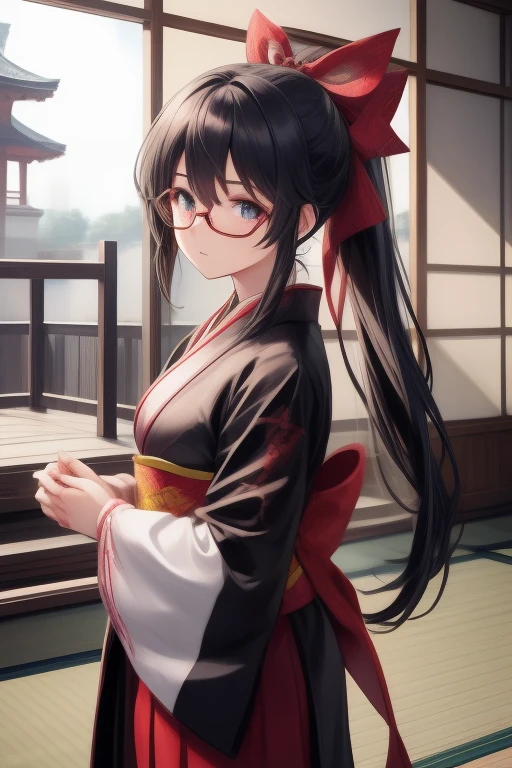 Muscular Beauty、Muscular、Abdominal muscles、beautiful girl、Beautiful breasts、Shinobi costume、ponytail、
Glasses