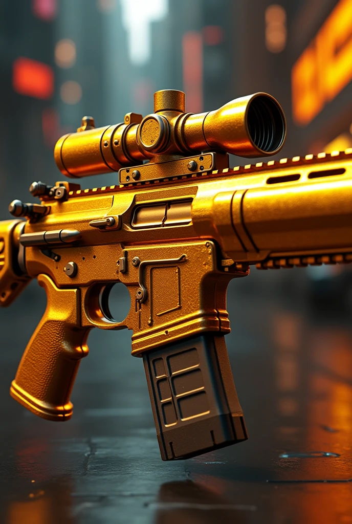 a rifle (assault rifle) Golden bright