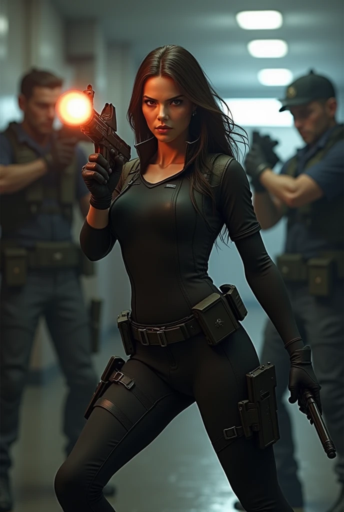 Elise, takes action, Disarms one of Viktor's men and shoots another.