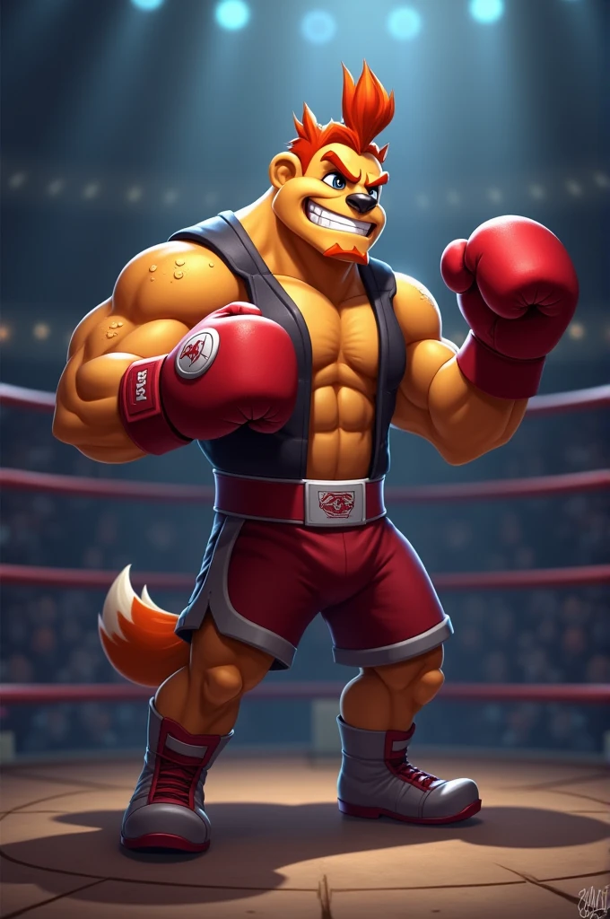 solo, 1boy, Huge Muscular Old Grizzly Bear wearing kickboxing MMA belt , thick pectoral, thick arms, huge pectoral, wide pectoral, hige brown fur, short white hair, Kickboxing MMA shorts, kickboxing MMA gloves, Kickboxing MMA Footwear 5 toes and shirtless, bearded, Kickboxing Martial Arts Cage Tournament background, masterpiece, semirealistic:1.2, high detailed, 8k, high resolution, uppercut punch