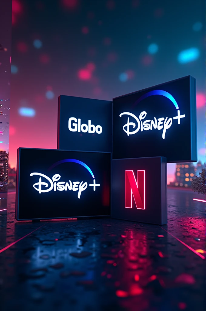 Create one with the image of Globo play Disney Star plus and Netflix