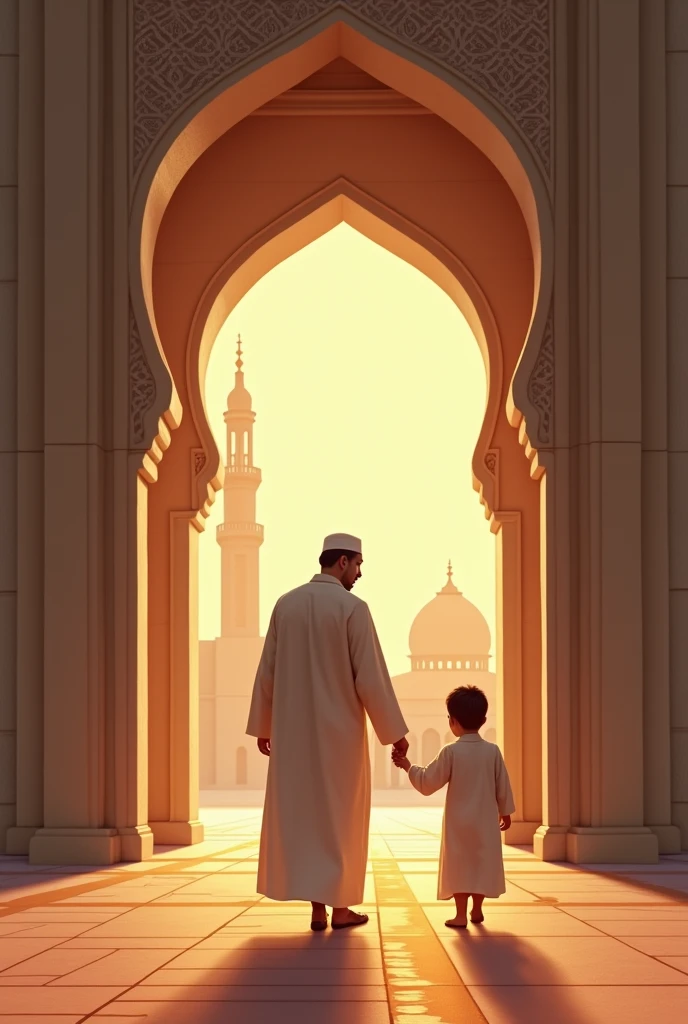 Father taking his child to masjid for namaz