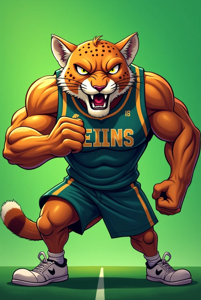 Tiger as a high school mascot with a green uniform that says ESEN T.in.