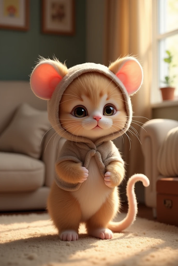 kitten cute Mouse costume Living Room Background Real